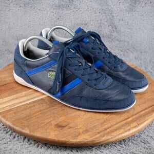 LACOSTE GIRON 416 MEN'S BLUE LEATHER LACEUP CASUAL OXFORDS SIZE 10 M